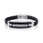 Stainless Steel + Carbon Fiber ID Bracelet // Black + Silver (M)