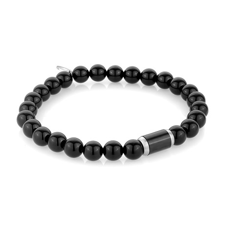 Carbon Fiber + Agate Bead Bracelet // Black (S)