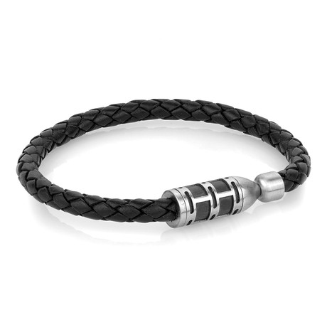 Braided Leather Bracelet // Black (S)