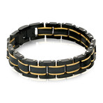 Polished + Brushed Carbon Fiber Bracelet // Black + Gold (M)