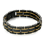 Polished + Brushed Carbon Fiber Bracelet // Black + Gold (S)