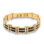 Stainless Steel + Carbon Fiber Bracelet // Gold + Black (M)