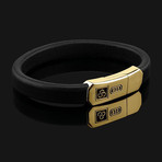 Black Leather Signature Bracelet // Gold + Black (X-Small)