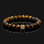 Essential Tiger Eye Bracelet // Gold + Yellow + Brown (X-Small)