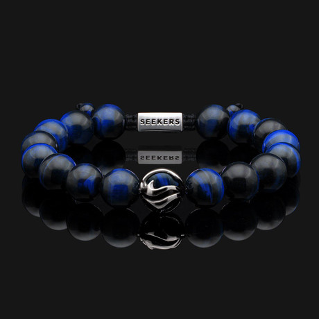 Waves Blue Tiger Eye Bracelet // Silver + Blue (X-Small)