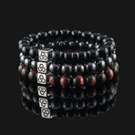 Iron Stack Bracelet // Silver + Black + Gray + Red (X-Small)