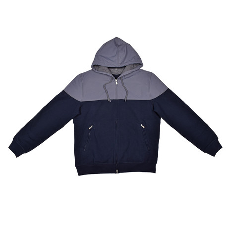 Zip-Up Jacket // Navy + Gray (XS)