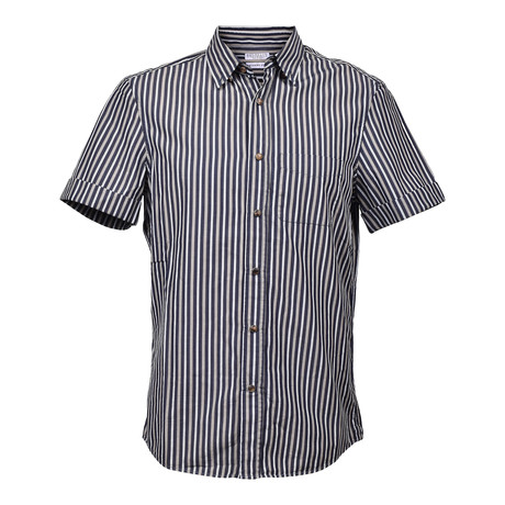Brunello Cucinelli // Button-Up Shirt // Navy + Tan (XS)