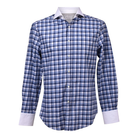 Brunello Cucinelli // Button-Up Shirt // Blue + White (XS)