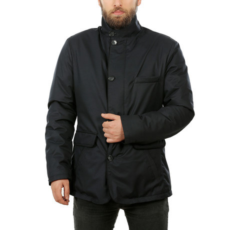 Ross Waterproof Leather Jacket // Navy Blue (XS)