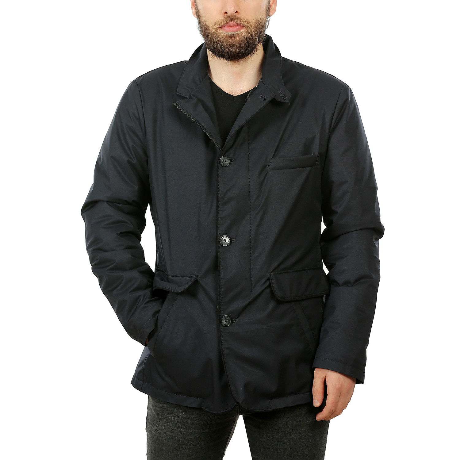 Ross Waterproof Leather Jacket // Navy Blue (XS) - Franko Armondi ...