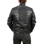 Pete Leather Jacket // Navy Blue (XL)