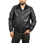 Pete Leather Jacket // Navy Blue (S)