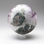 Genuine Polished Amethyst Geode Sphere + Acrylic Display Stand