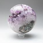 Genuine Polished Amethyst Geode Sphere + Acrylic Display Stand