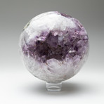 Genuine Polished Amethyst Geode Sphere + Acrylic Display Stand