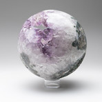 Genuine Polished Amethyst Geode Sphere + Acrylic Display Stand