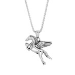 Pegasus Horse Pendant Necklace // Silver