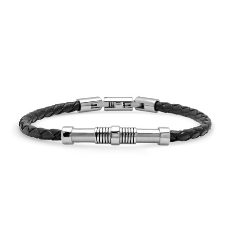 Braided Leather Bracelet // Black