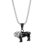 Dog Pendant Necklace // Silver + Black