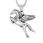 Pegasus Horse Pendant Necklace // Silver