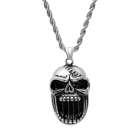 Ghoul Skull Pendant Necklace // Silver