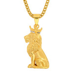 Sitting Lion Pendant Necklace // Yellow