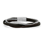 Wheat Chain Bracelet // Brown + Silver