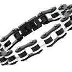 Two-Tone Bicycle Chain Link Bracelet // Black + White