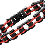 Two-Tone Bicycle Chain Link Bracelet // Black + Red