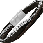 Wheat Chain Bracelet // Brown + Silver