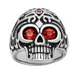 Skull Ring // Black + Red (Size 9)