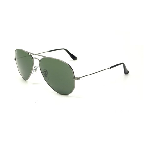 Unisex Aviator Sunglasses // Gunmetal + Green
