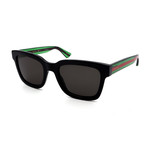 Men's GG0001S-006 Square Polarized Sunglasses // Black + Green + Red Stripe