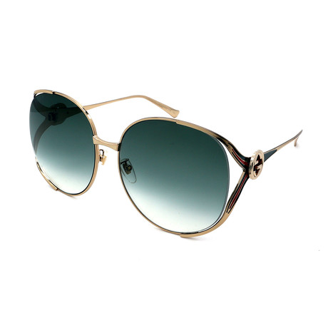 Unisex GG0225S-003 Oversized Oval Sunglasses // Gold + Green Gradient