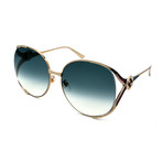 Unisex GG0225S-004 Oversized Oval Sunglasses // Gold + Blue Gradient