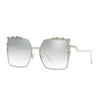 Women's Oversized Square Sunglasses // Silver + Gray Mirror