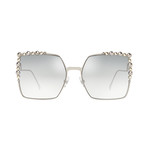 Women's Oversized Square Sunglasses // Silver + Gray Mirror