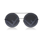 Women's Round Aviator Sunglasses // Black + Gray