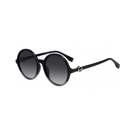 Women's Round Sunglasses // Black + Gray Gradient
