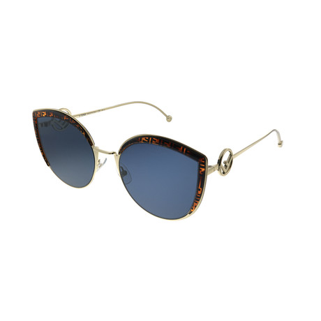Women's Cat Eye Sunglasses // Gold + Blue