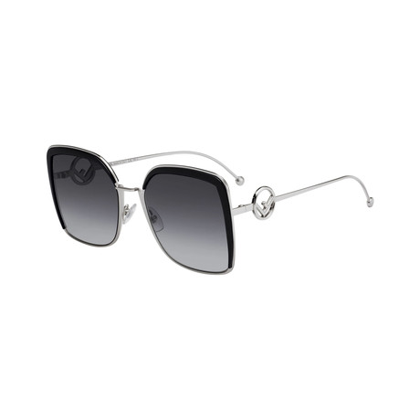 Women's Shaded Square Sunglasses // Silver + Gray