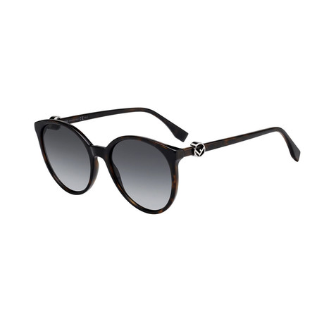 Women's Round Cat Eye Sunglasses // Black + Gray Gradient