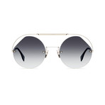 Women's Round Aviator Sunglasses // Silver + Gray Gradient