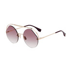 Women's Round Aviator Sunglasses // Rose Gold + Pink Gradient