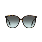 Women's Rectangular Sunglasses // Dark Havana + Blue Gradient