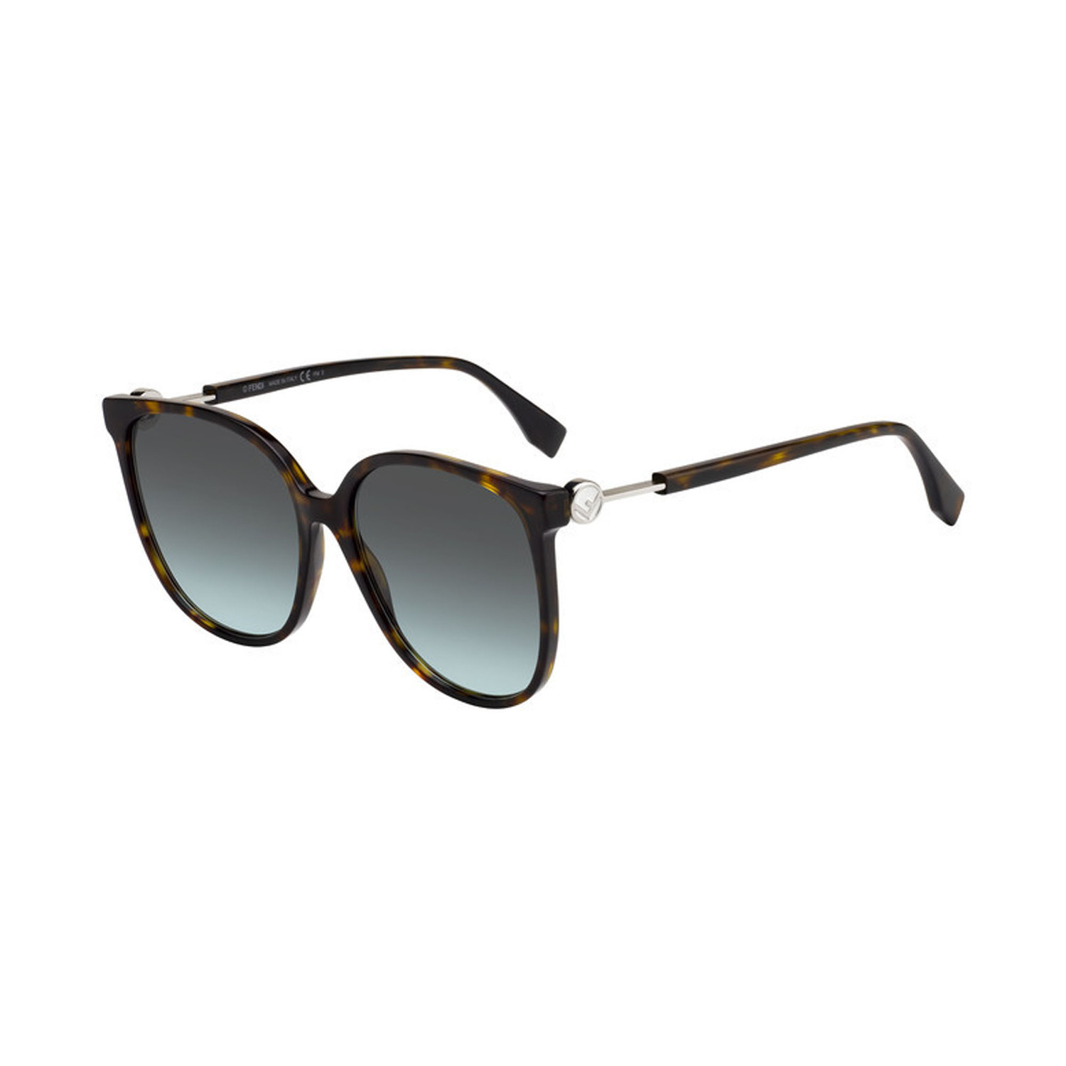 Women's Rectangular Sunglasses // Dark Havana + Blue Gradient - Fendi ...