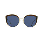 Women's Cat Eye Sunglasses // Gold + Blue