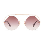 Women's Round Aviator Sunglasses // Rose Gold + Pink Gradient