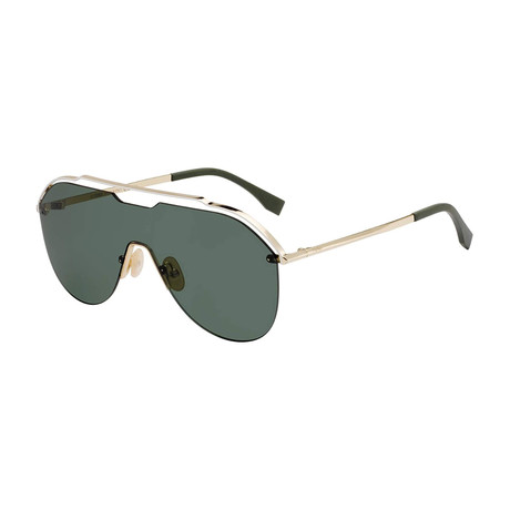 Men's Fancy Shield Sunglasses // Gold + Green